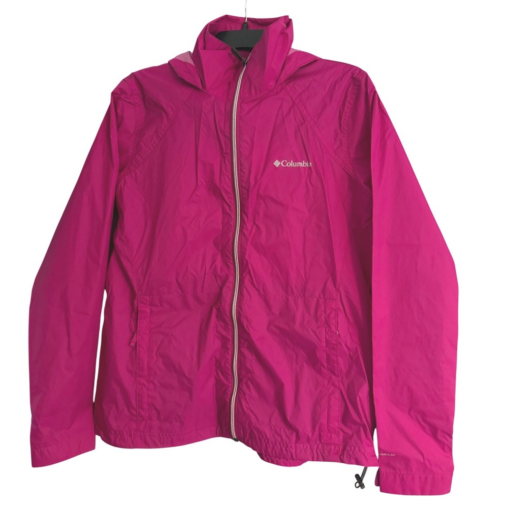 Columbia Windbreaker Womens L Pink Good Hooded Omni-Shield Jacket